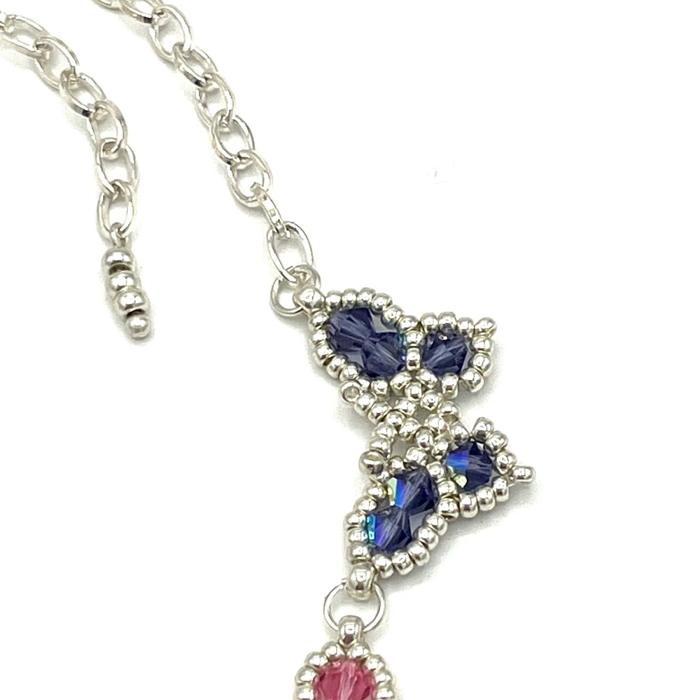 HAND CRAFTED Crystal Butterfly Necklace with Silver Chain - Picture 8 of 10